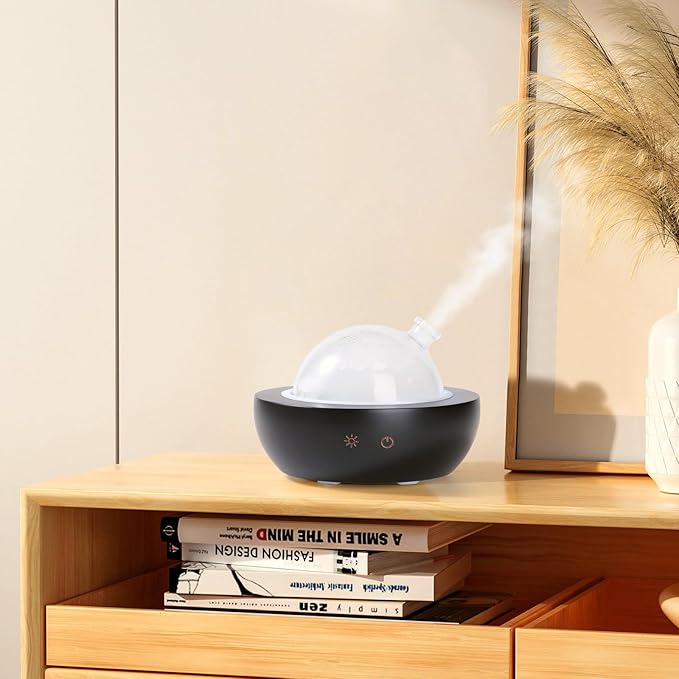 Difusor de Aromas Eléctrico de Vidrio con Base de Madera Negra miniatura 2