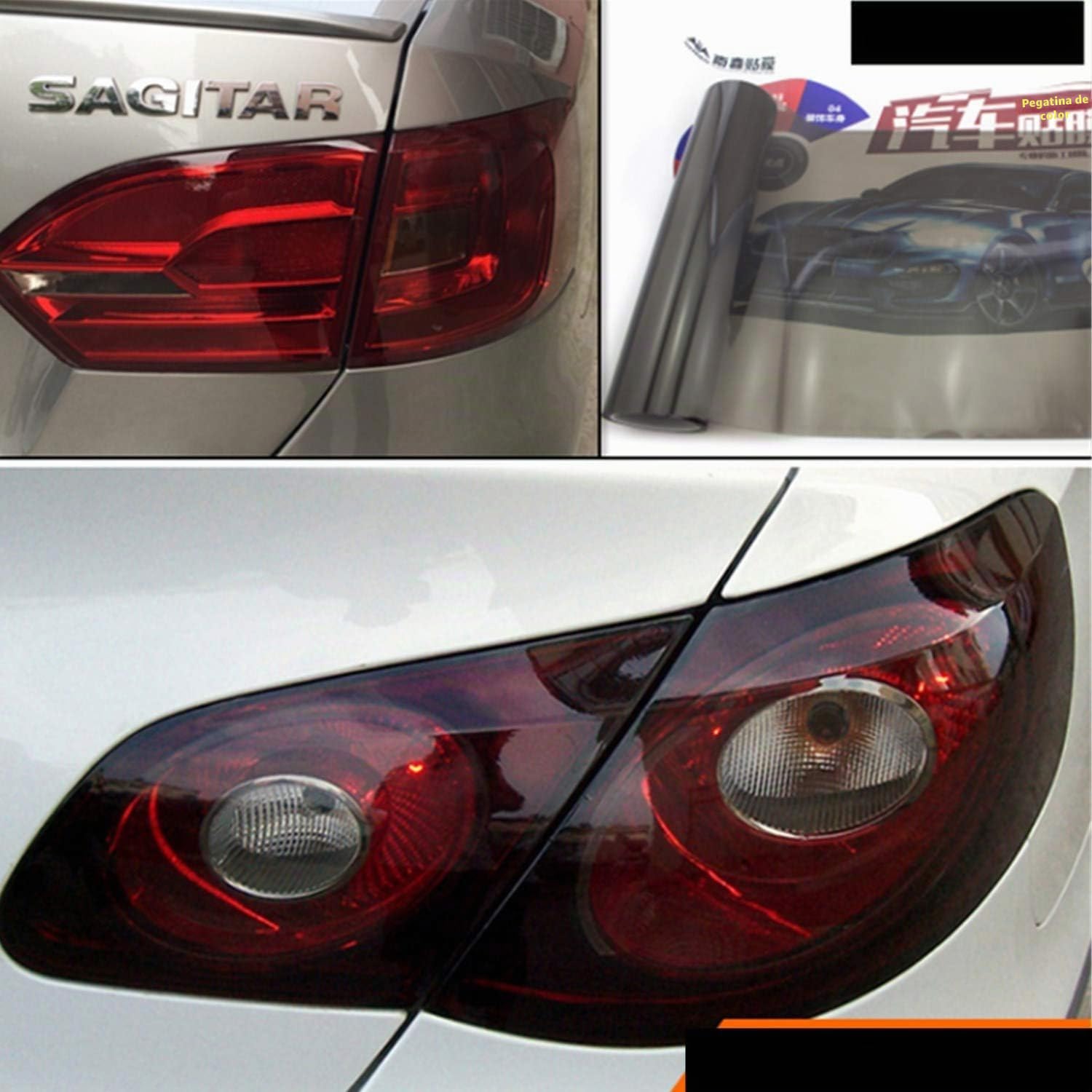 Láminas para Faro,30 * 300cm,PVC Protector Film Autoadhesivo Vinilo Pegatina para Faros de Coche,Película de Luz para Automóvil,2 raspadores,1 Cuchillo de trinchar-Negro