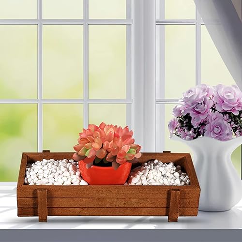 Miniatura 6 de Macetero de madera, maceta, alféizar de la ventana, maceta rectangular para cactus suculentas, caja rectangular para interiores y exteriores, patio