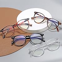 Vista 6 de Gafas pequeñas redondas con bloqueo de luz azul, gafas de plástico retro para computadora para mujeres y hombres, antifatiga ocular