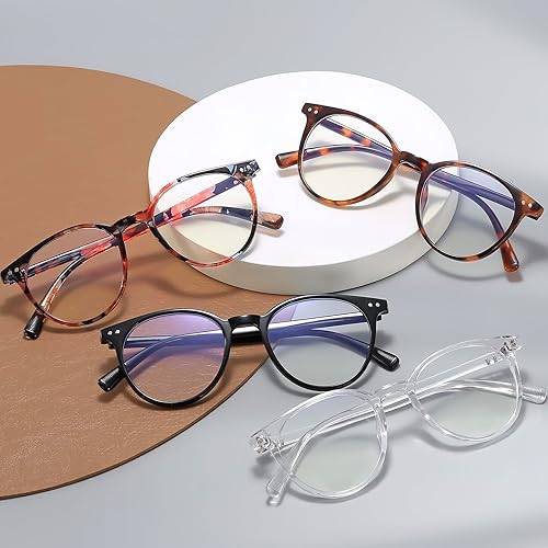 Miniatura 6 de Gafas pequeñas redondas con bloqueo de luz azul, gafas de plástico retro para computadora para mujeres y hombres, antifatiga ocular
