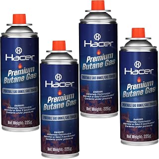 Hacer 4 x 225g Pure Butane Gas Cartridges for Camping Stove, Portable High Pressure Refill Fuel for Welding Torch, Fogging... Price In India