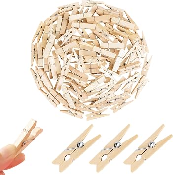 1.35 Inch Mini Clothes Pins for Photo,50 pcs Natural Wooden Small Clothes pins,Mini Photo Clips Ideal for Crafts, Decorations and DIY Project