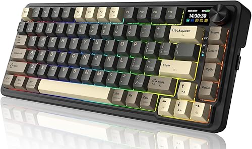Redragon Teclado mecánico inalámbrico K751 75% para juegos para PCMac, Bluetooth 5.02.4GHzUSB C teclados cremosos con