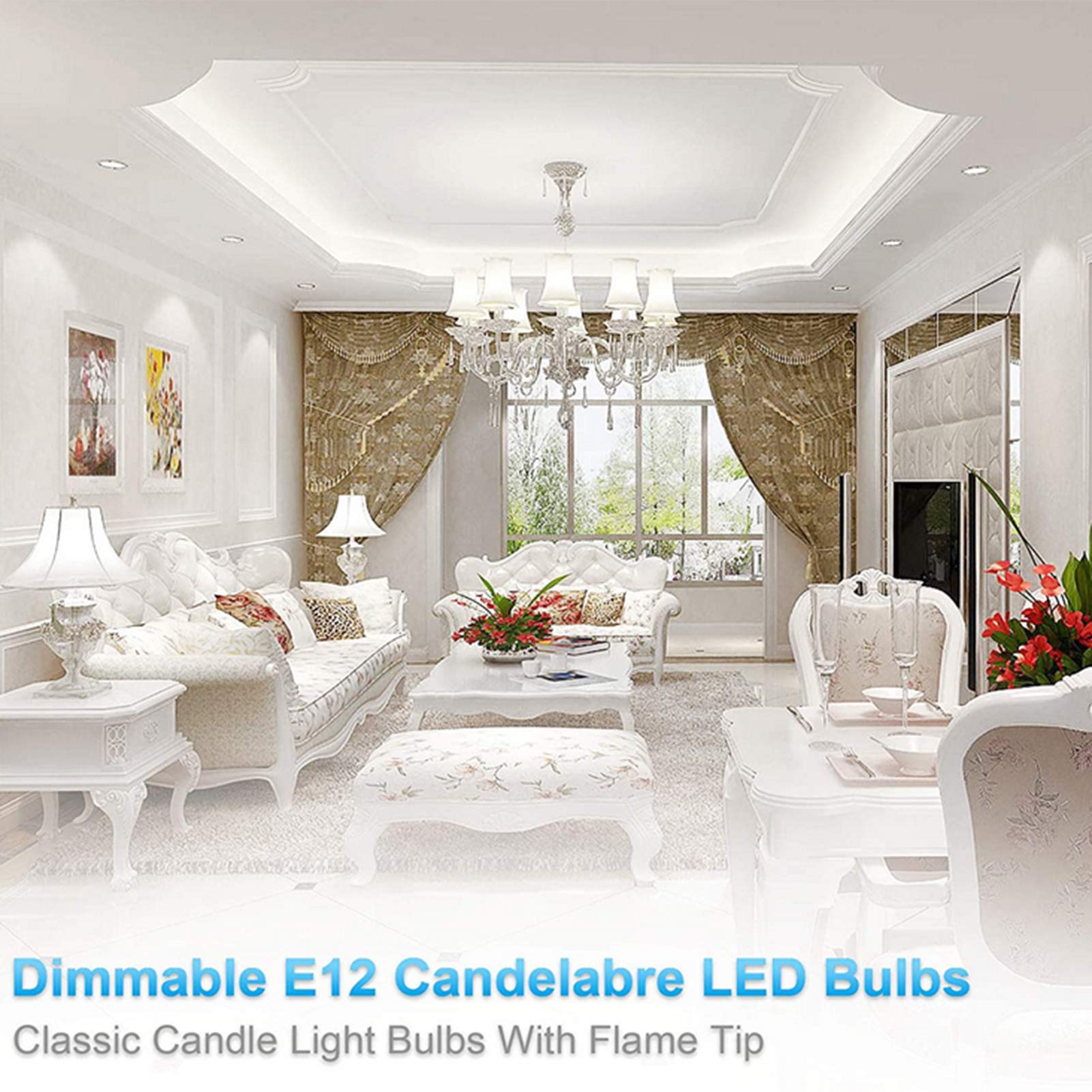 Ampoules LED à filament torpille 2 W, ampoule Edison à intensité variable, équivalent 20 W, blanc chaud, économie d'énergie, sans scintillement, ampoules chandelier C35 LED, paquet 10