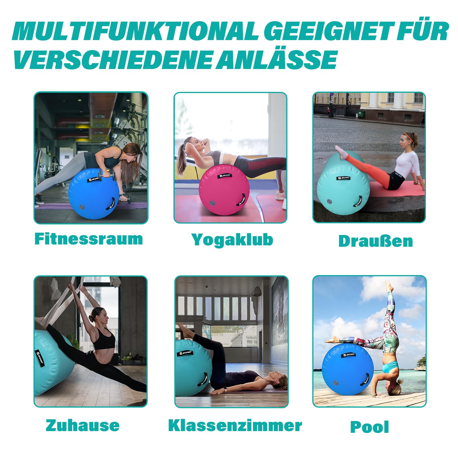 AKSPORT Air Matte Rolle Aufblasbare Air Roller Gymnastik Air Rolle Turnen mit elektrischer Luftpumpe für den Heimgebrauch/Yoga/Cheerleading/Tumbling/Back