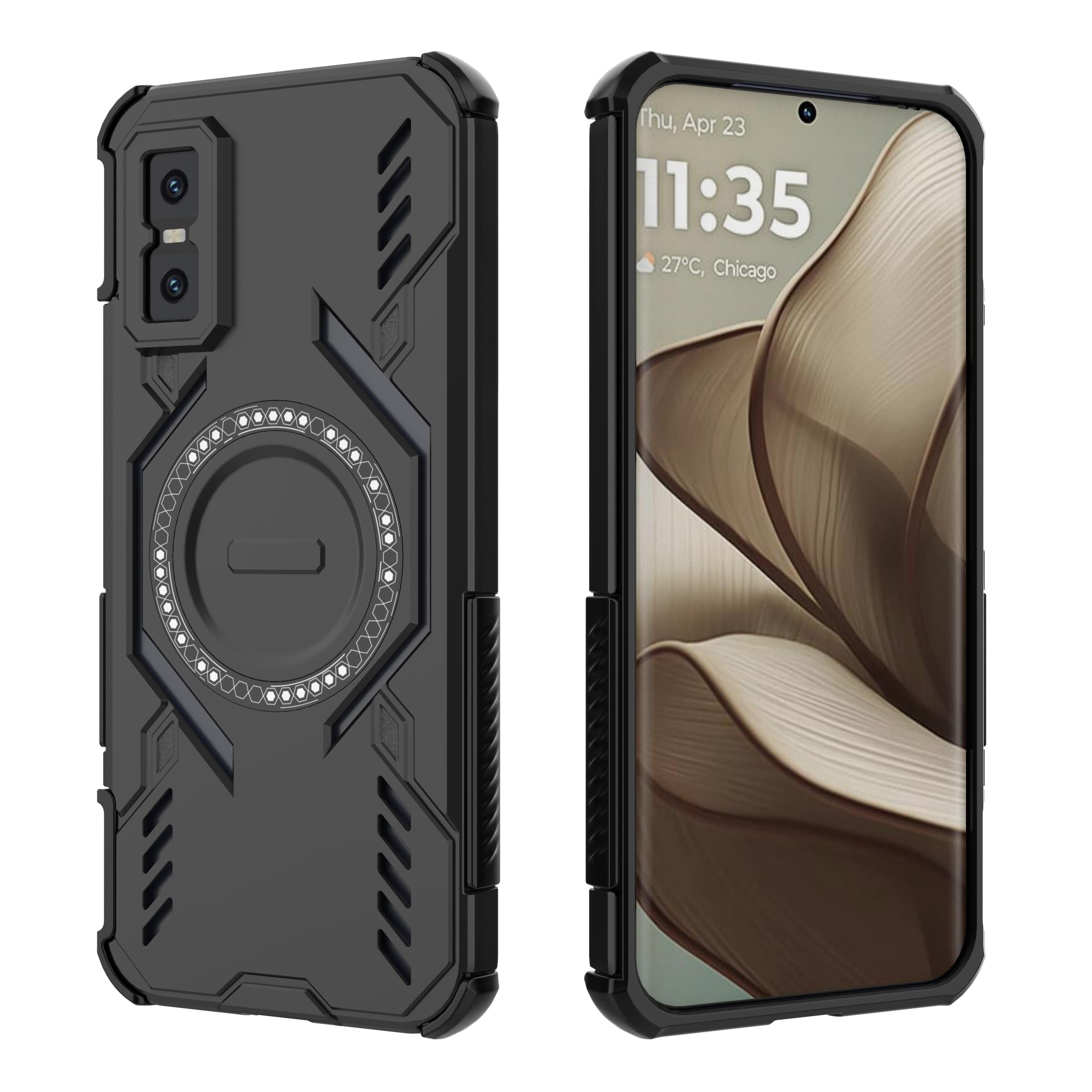 Case Compatible with Infinix GT 30 Pro Wireless Charging [PC+TPU] 2 in 1 Anti-Drop Protective Magnetic Phone Cover Black