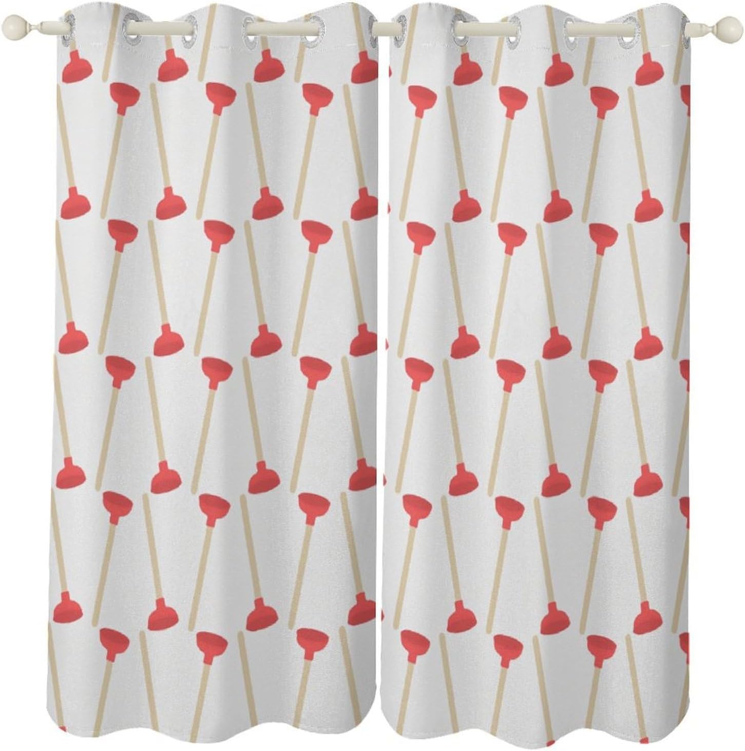 Toilet Plunger Two Piece Splicing Assembly of Heat-Insulating and Blackout Perforated Curtains 52"x84"
