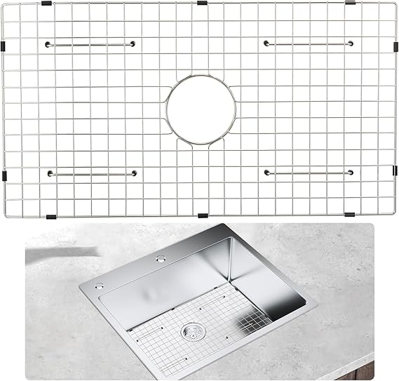 VEVOR Sink Protector Grid, 28.5"x15.6" Stainless Steel Sink Grates, Centered Drain Sink Grates