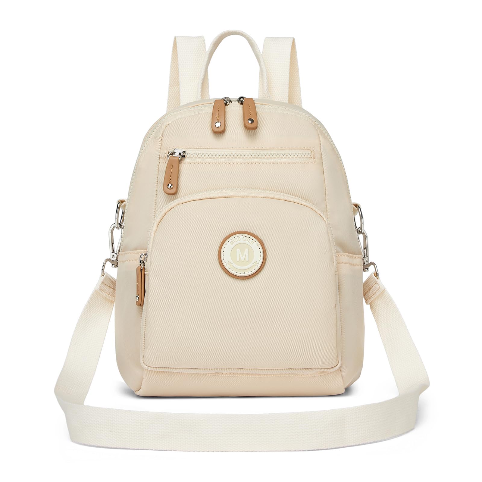 Miss Lulu Mochila para mujer Mini mochila urbana viaje Mochila impermeable Casual Mochila Bolso bandolera Multiusos Bolso bandolera para el trabajo, los estudios Beige