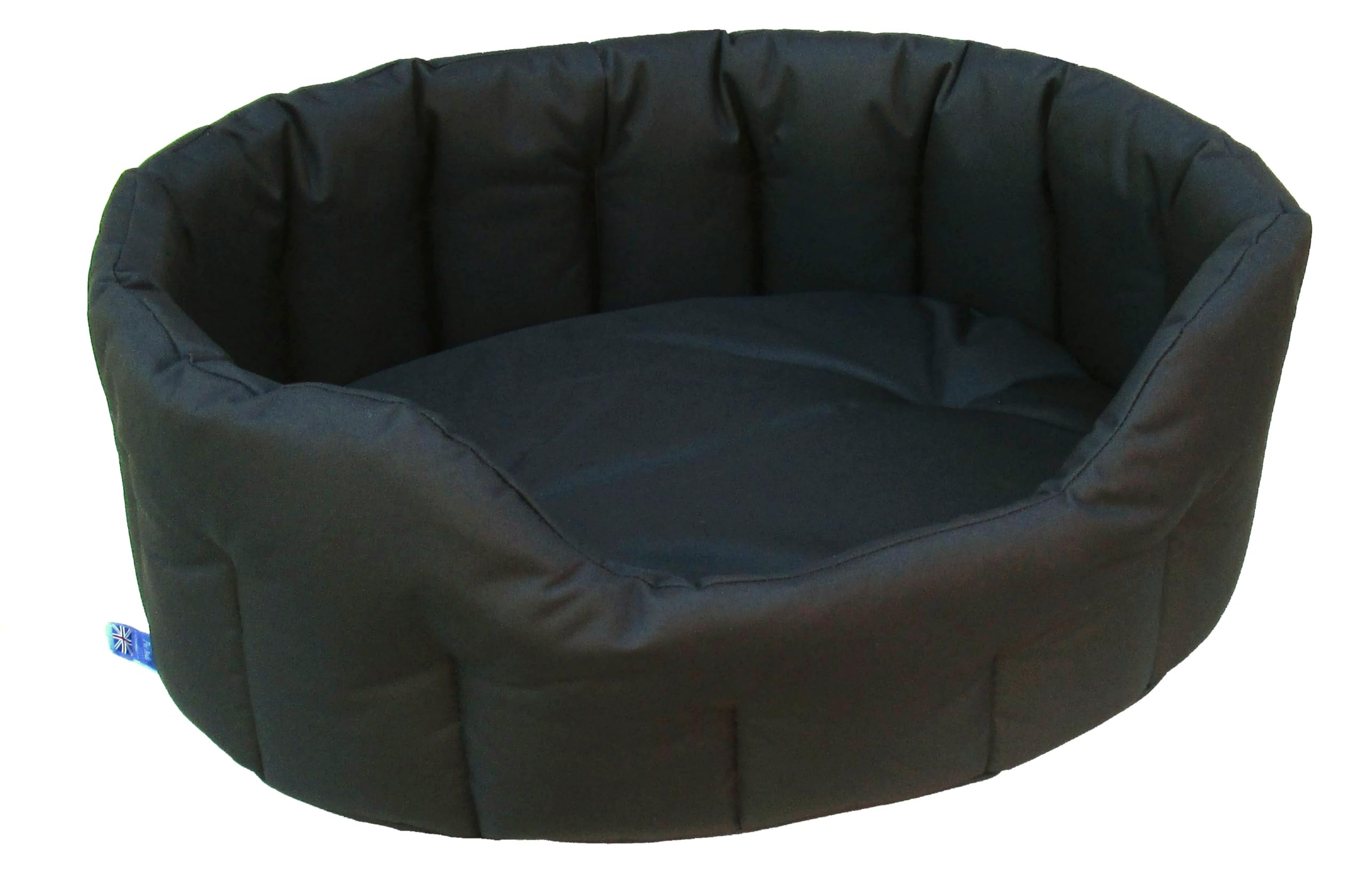 P&L Country Dog Heavy Duty Oval Drop Fronted Waterproof Softee Dog Beds (Black, L)