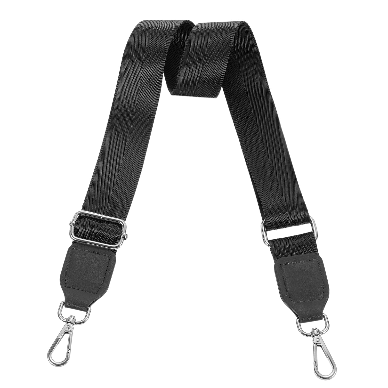 uxcell Wide Shoulder Strap, 3.8cm Adjustable Purse Strap Replacement Crossbody Strap for Shoulder Bag Handbag, Black, Silver Square Mouth Buckle