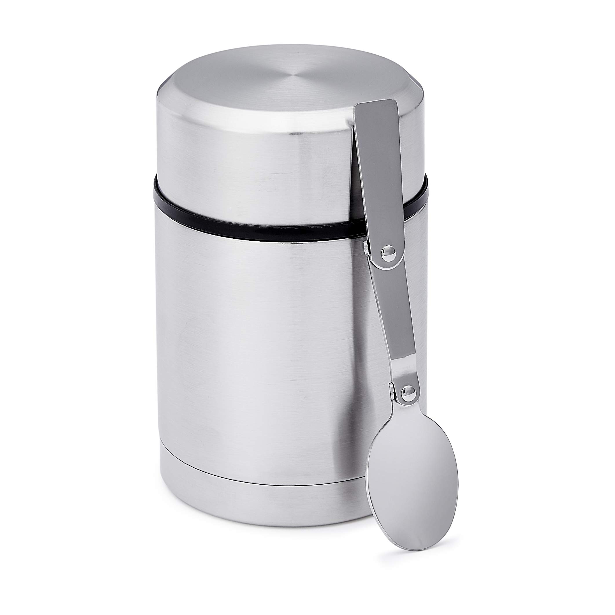 Amazon Basics Stainless Steel Food Container with Foldable Spoon, Leakproof Lunch Storage, 500 ml
