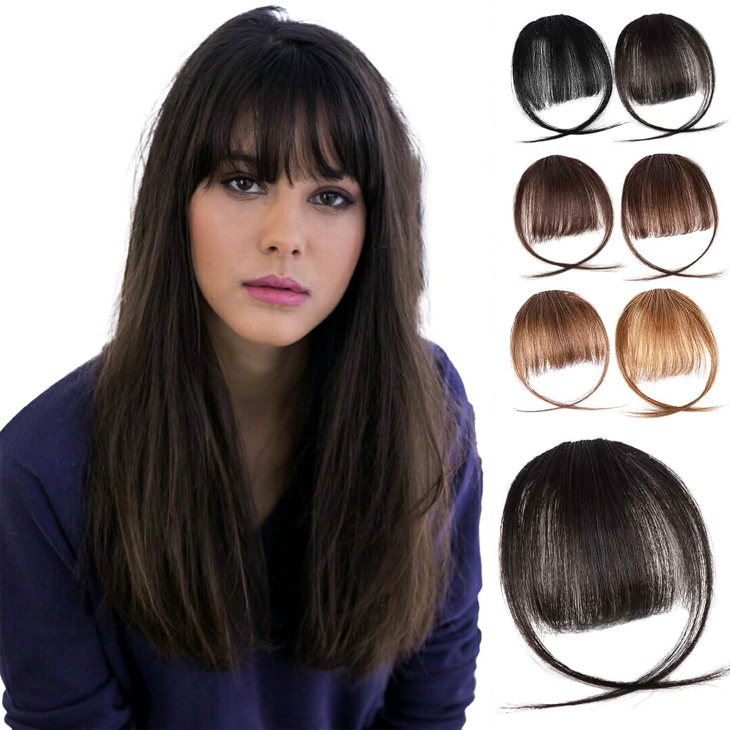 MYouan Clip in Bangs 100 Real Human Hair Wispy Fringe