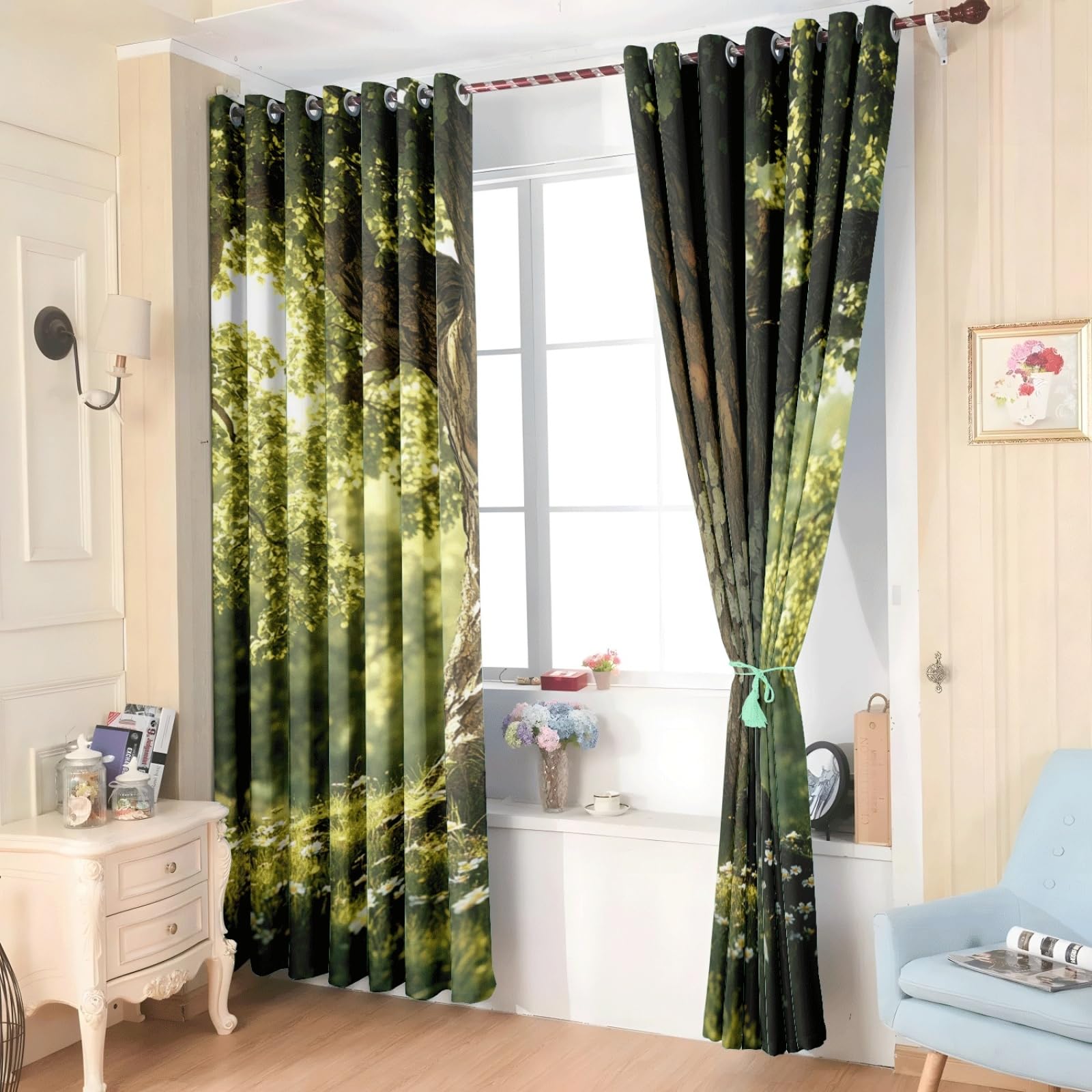 Curtain Weiß Braun Grün Gardinen Blackout Curtain Polyester Vorhang mit Ösen Waschbar Vorhänge Living Room Verdunklungsvorhänge Schlafzimmer Gardienen Vorhang Blickdicht 2x85x200cm