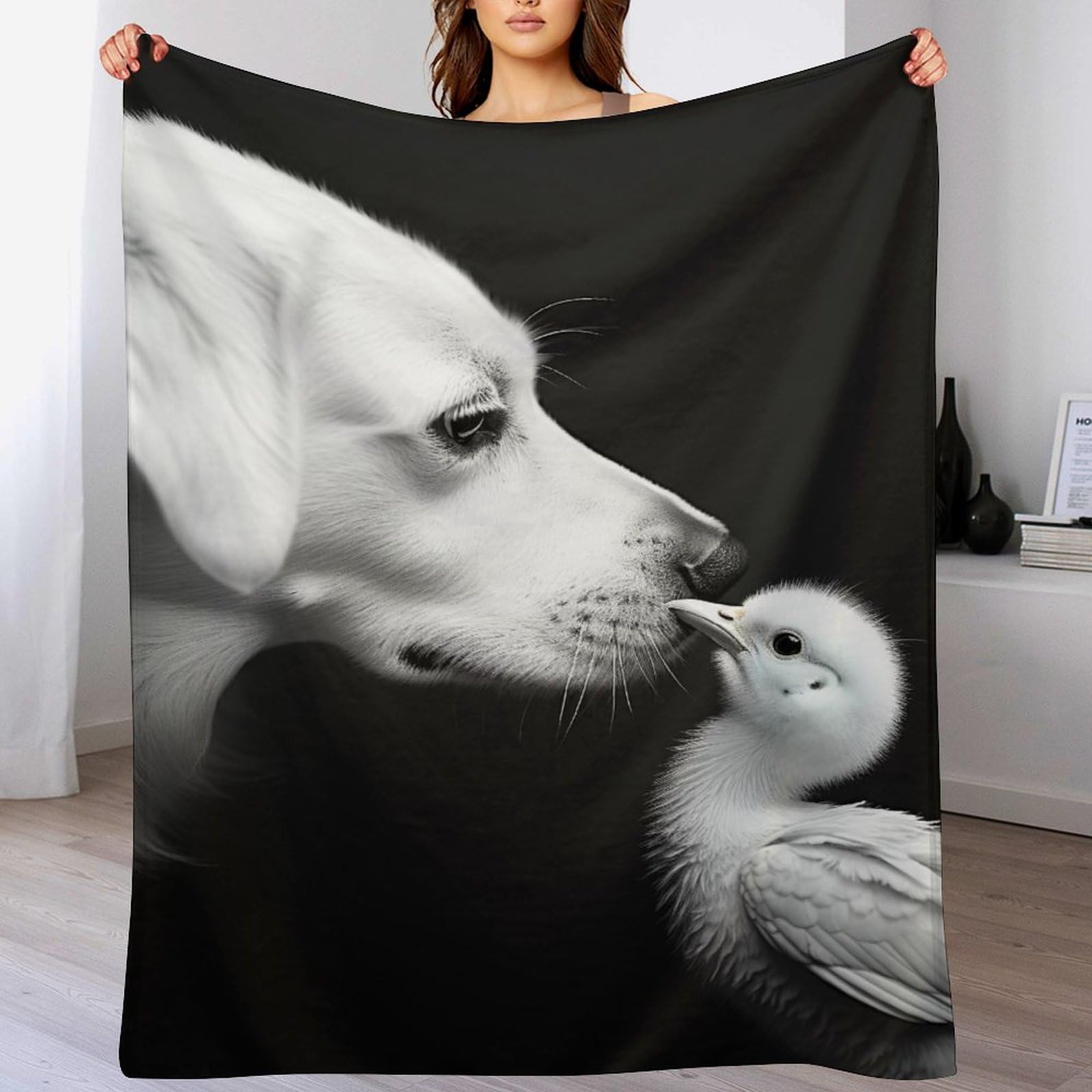 Couverture plaid motif chien 3D pour cocooning sur canapé