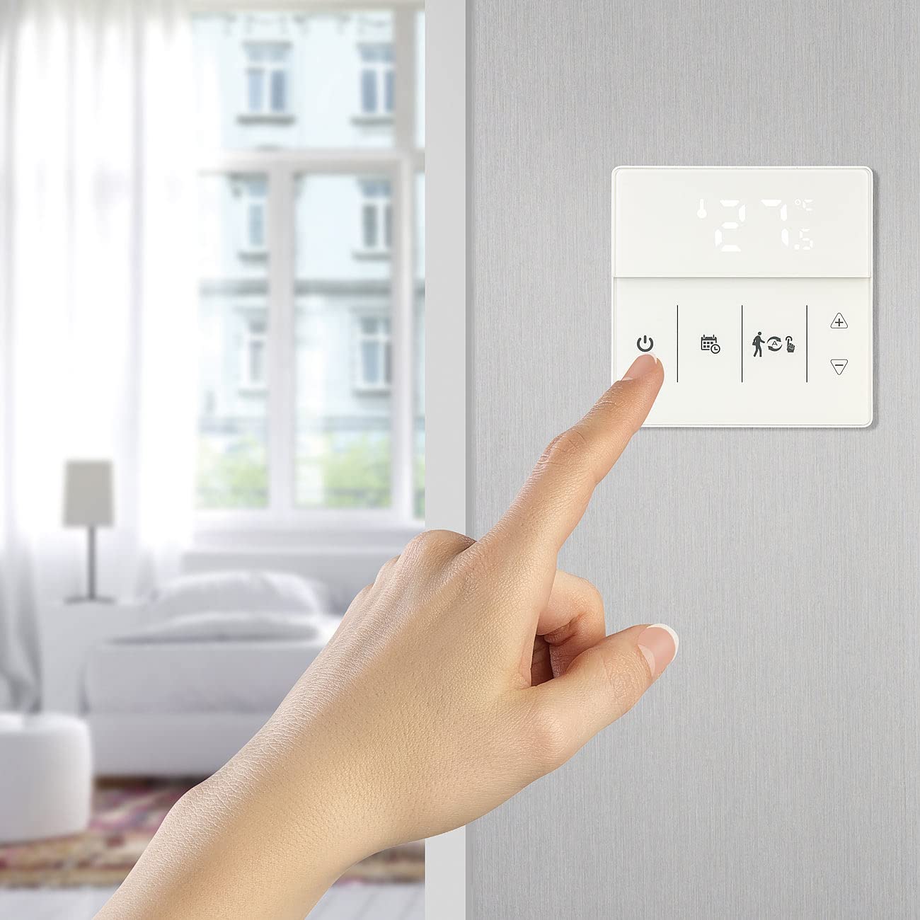 revolt Funk Thermostat WLAN: 2er-Set WLAN-Fußbodenheizung-Thermostate mit App, weiß (Raumthermostat WLAN Aufputz, Fußbodenheizung WLAN steuern, Infrarotheizung)