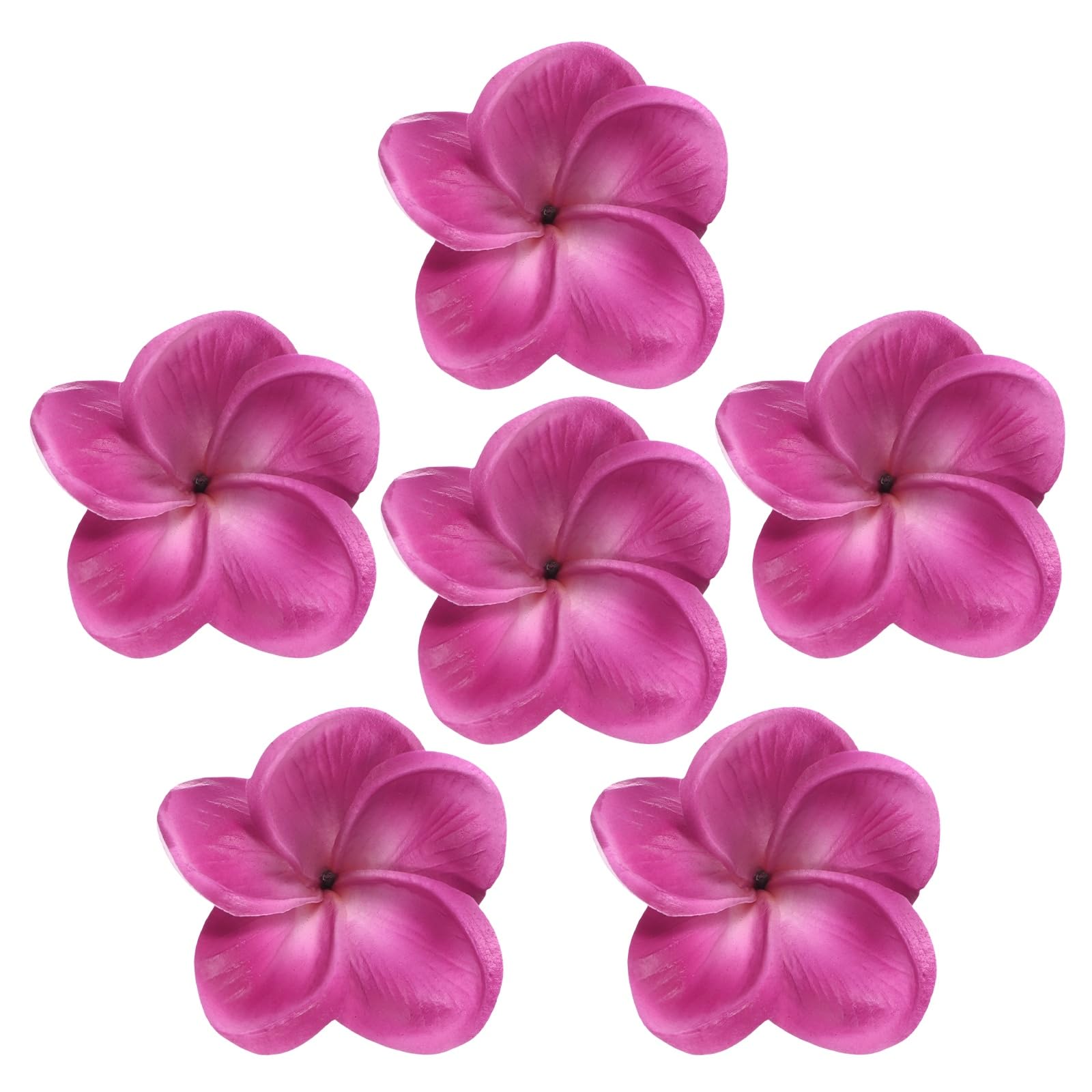 M METERXITY 6-Pack Artificial Plumeria Flowers, Fake Silk Heads Flower Plumeria Bulk Petal for DIY Crafts/Dress/Wedding/Party Decoration [Purple Red, 3.54"/ 9cm]