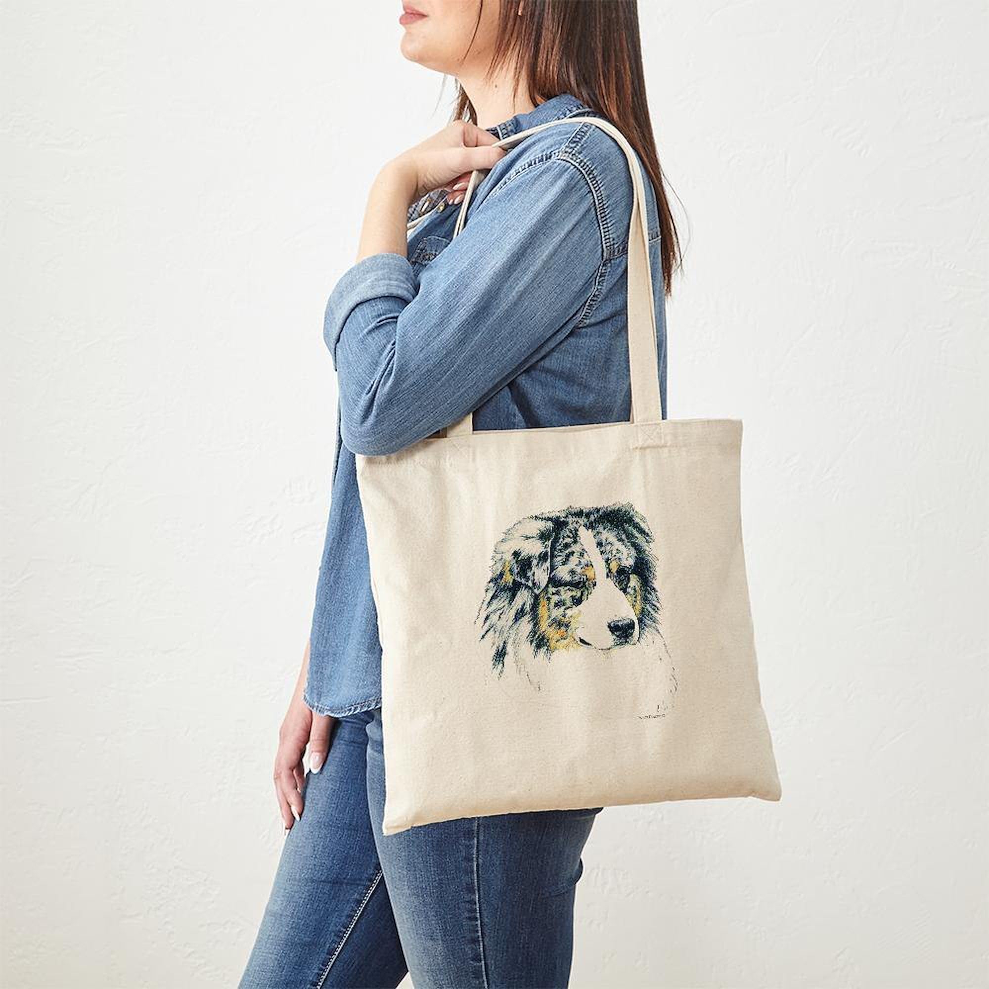 CafePress Australian Shepherd Mom Tote Bag - Natural Canvas Reusable Shopping Bag