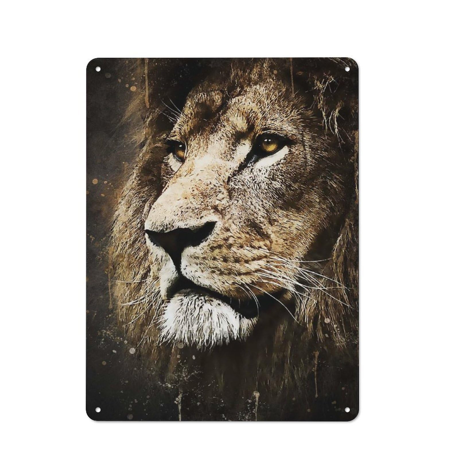 Classic Vintage Metal Sign 40x30cm Featuring Lion Face, Home Bar Decor for Cafe, Pub, Workshop Or Home Bar