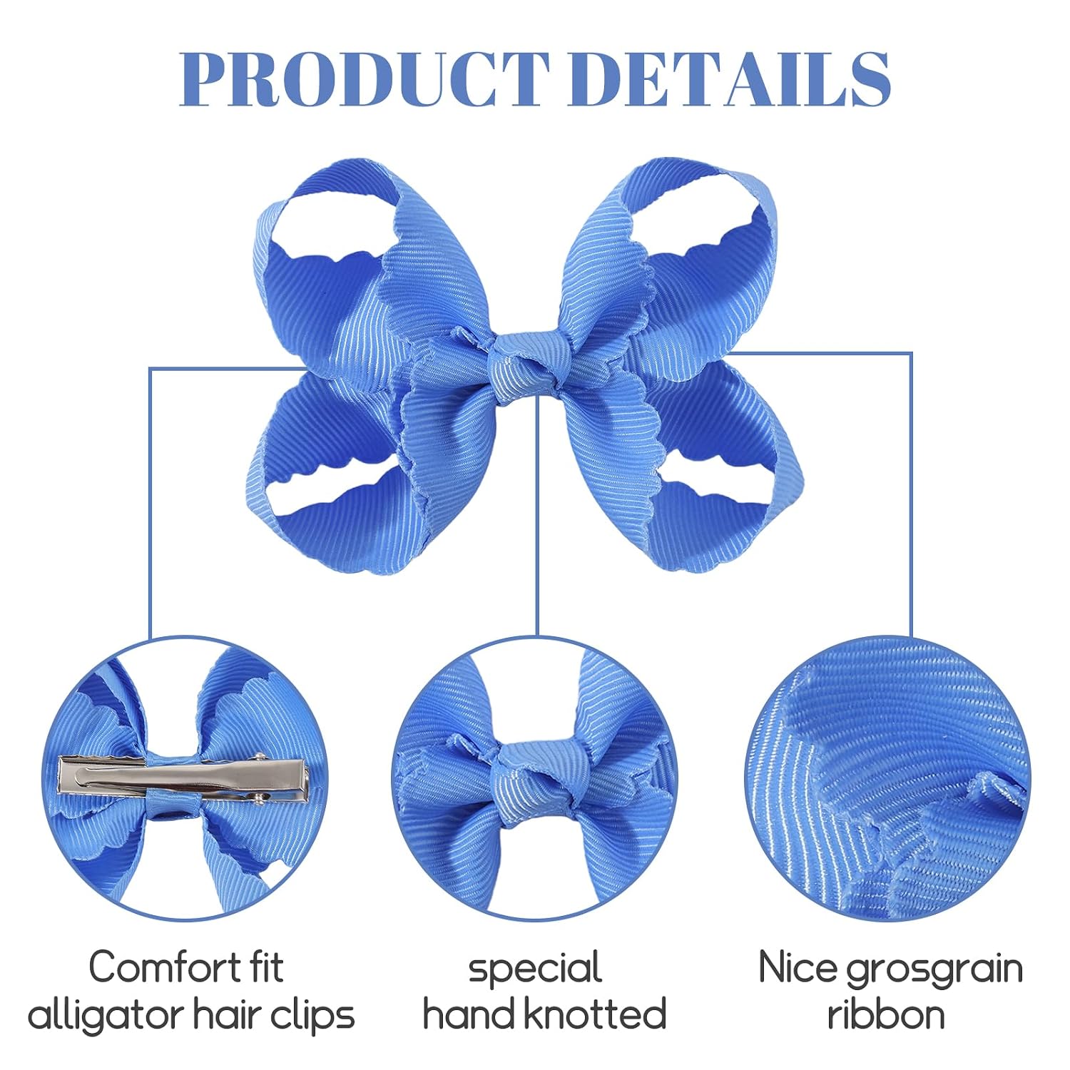 YHXX YLEN 40PCS 3.5" Hair Bows for Girls, Grosgrain Ribbon Hair Clips with Alligator Clips, Toddler Hair Accessories for Baby Girls Kids, Assorted Colors