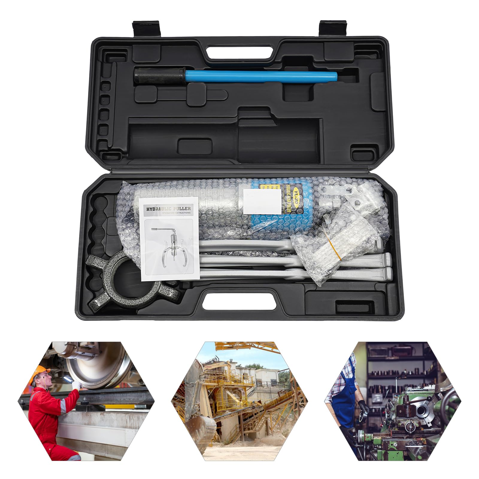 ACNAO Hydraulic Gear Puller Set with 360° Rotate Pump Head, Wheel Bearing Puller Kit, 2 or 3 Jaws Pulling Separator, 20T/44092.45lbs Hydraulic Gear Puller Set for Factories, Repair Sites, Railways