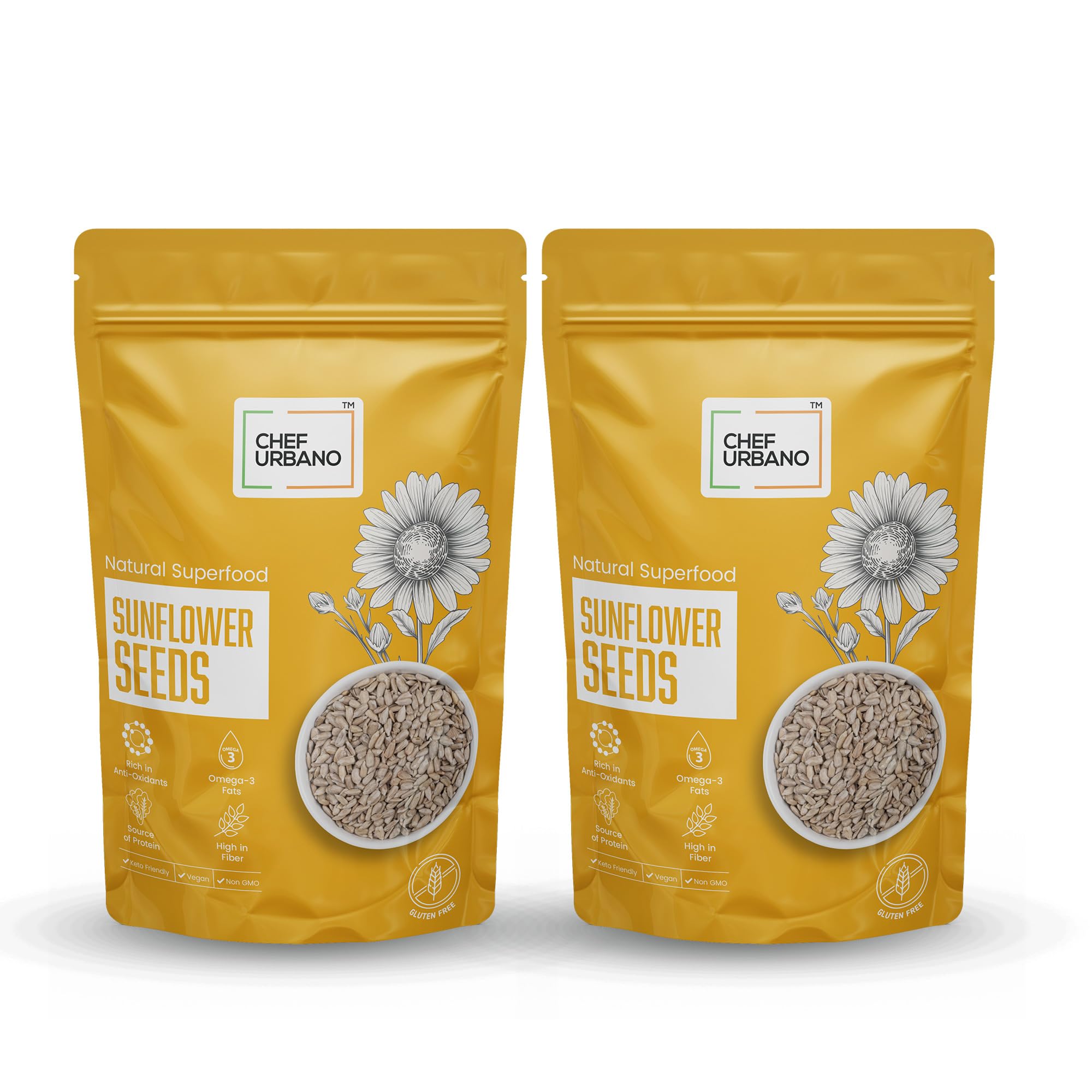 Chef Urbano Sunflower Seeds 250g Pack of 2 | Raw and Natural | Immunity Booster | Rich in Protein and Fiber | Seeds for Eating | Diet Food (B0D3XPL86M) Amazon Price History, Amazon Price Tracker