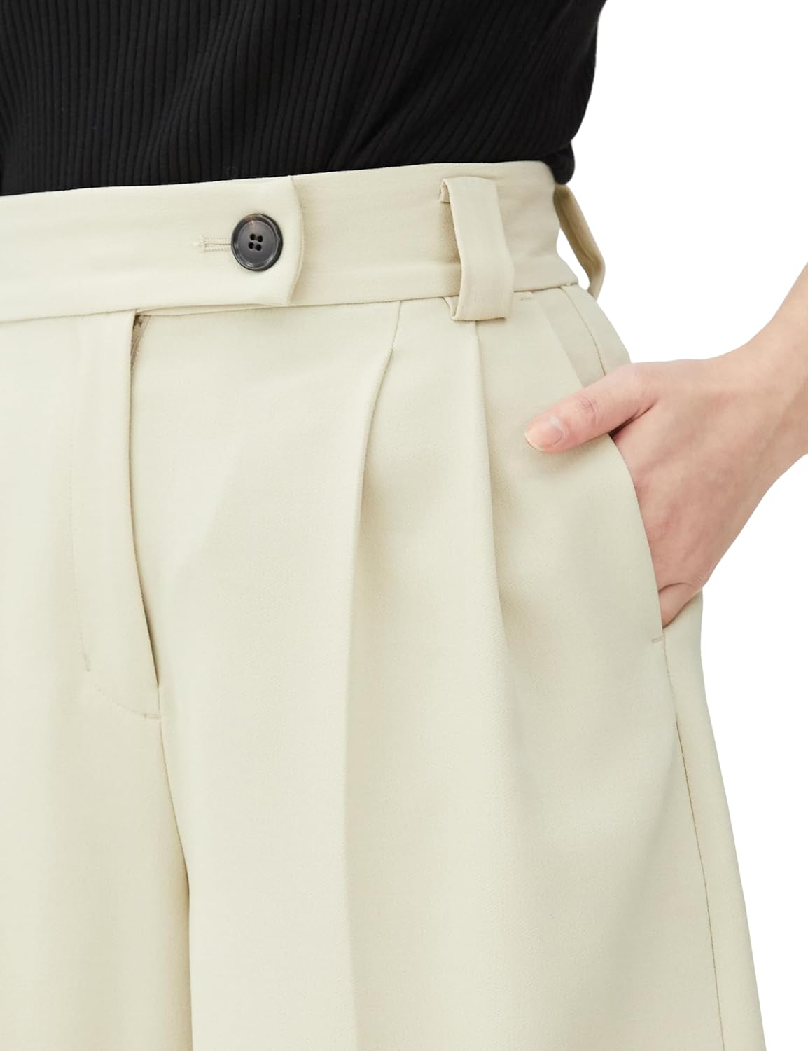 [エヌナチュラルビューティーベーシック*] カジュアルパンツ2タックショートパンツレディース