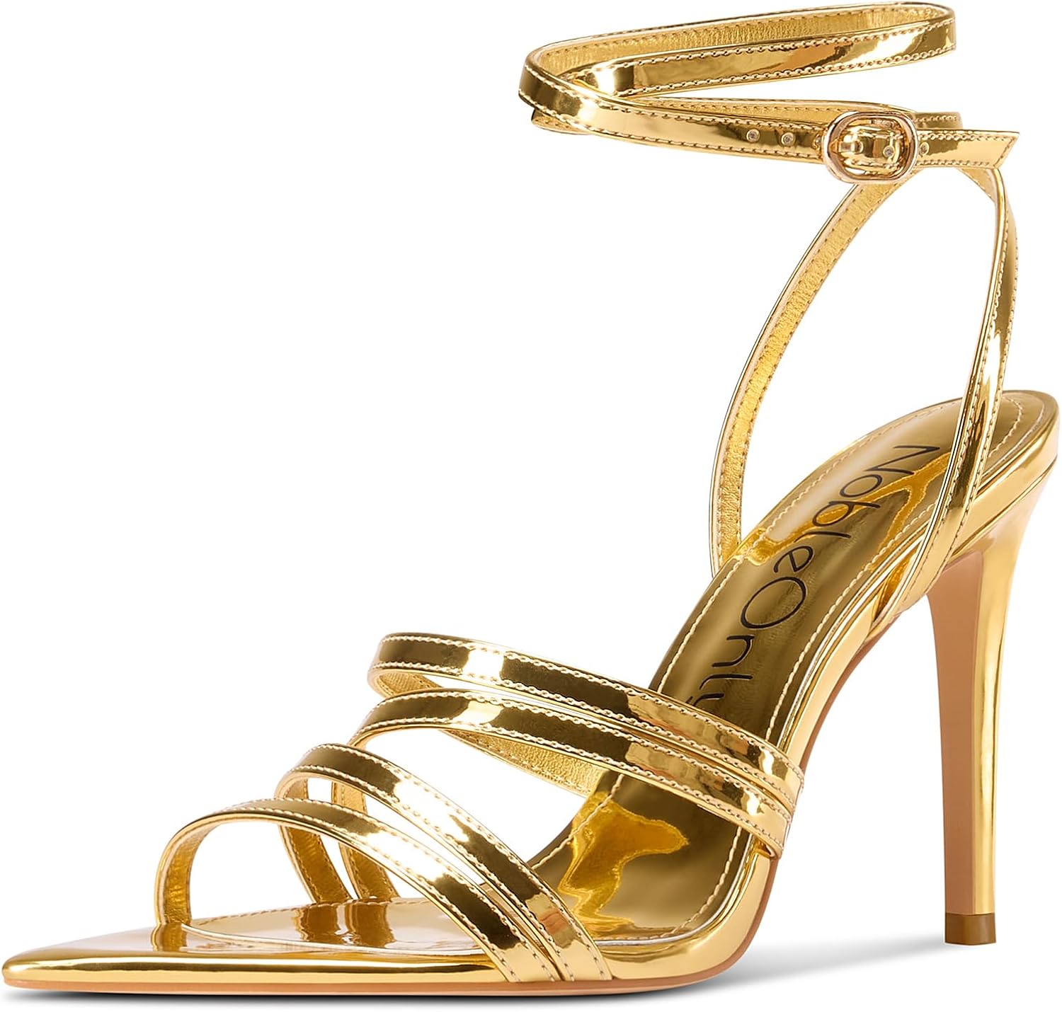 NobleOnly Women's Strappy Heels - Pointed Open Toe Design