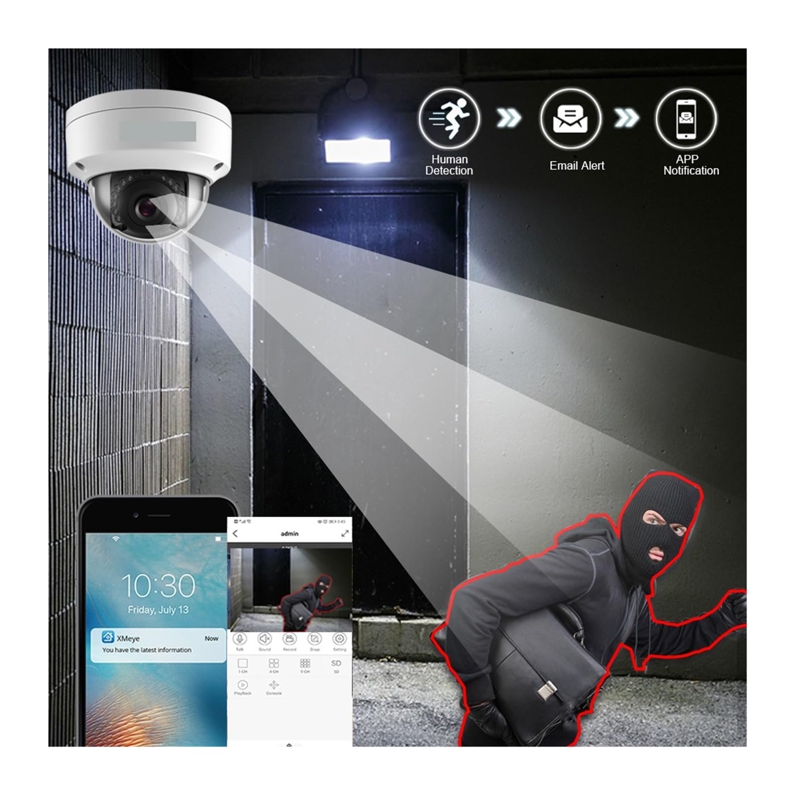 Zestaw 8-kanałowy POE NVR 4K AI Kamera Bezpieczeństwa Z Detekcją Twarzy Nagrywanie Dźwięku Wewnątrz Zewnątrz Kopuła Wodoodporny Do Monitoringu Wideo P2P(None,4CH NVR x 2PCS 2K)