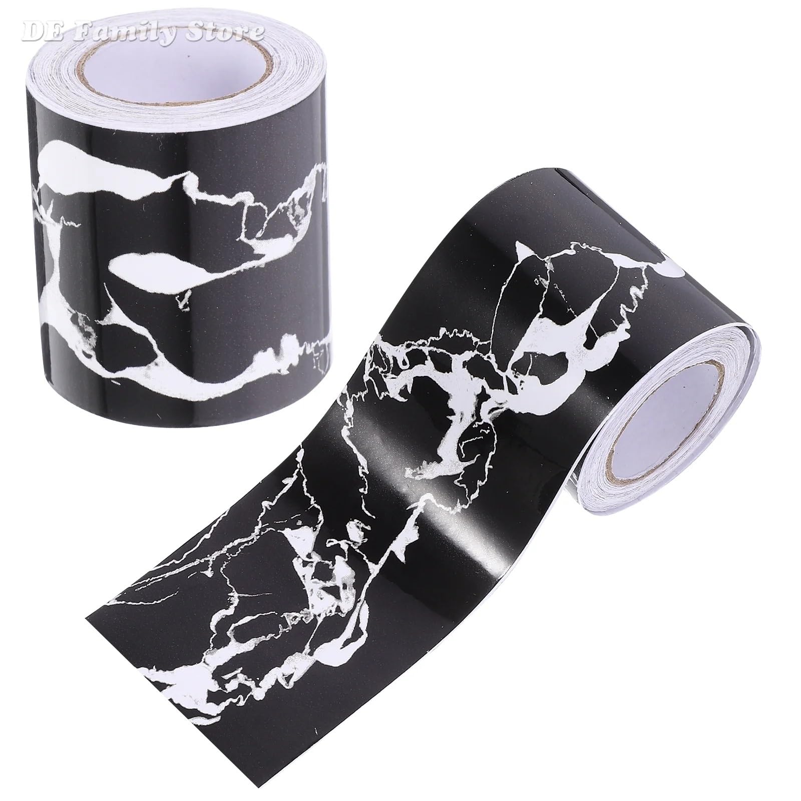 Remate De Rodapié 2 rollos de pegatinas for rodapiés esquina, cubiertas Pvc, adornos decorativos for pared, papel mármol Flexible, cintura con cáscara(Black)