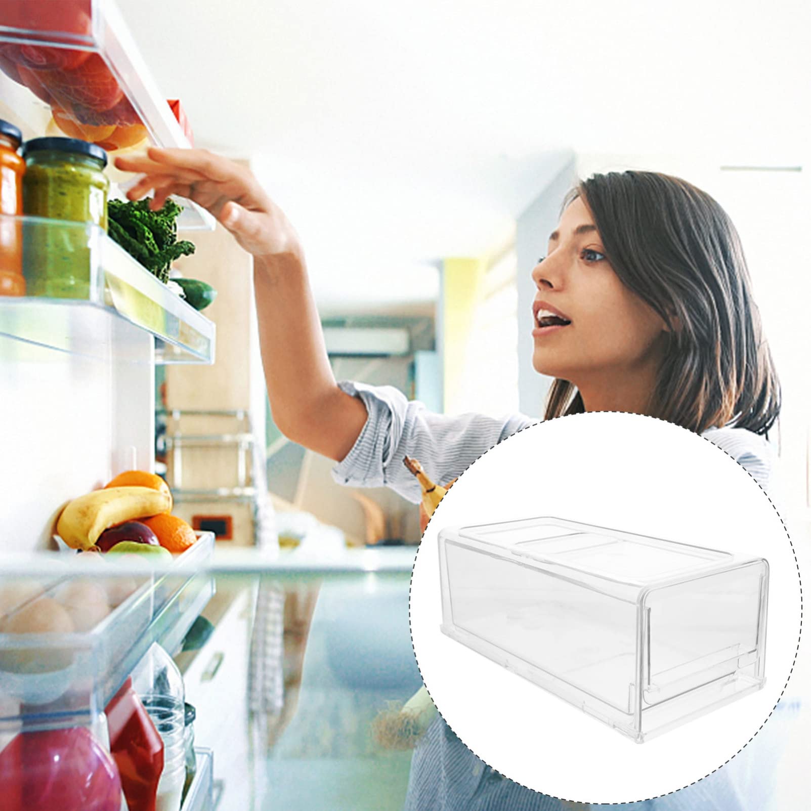 Cajones Apilables Para Refrigerador Que Ahorran Espacio Y Organizan El Refrigerador.