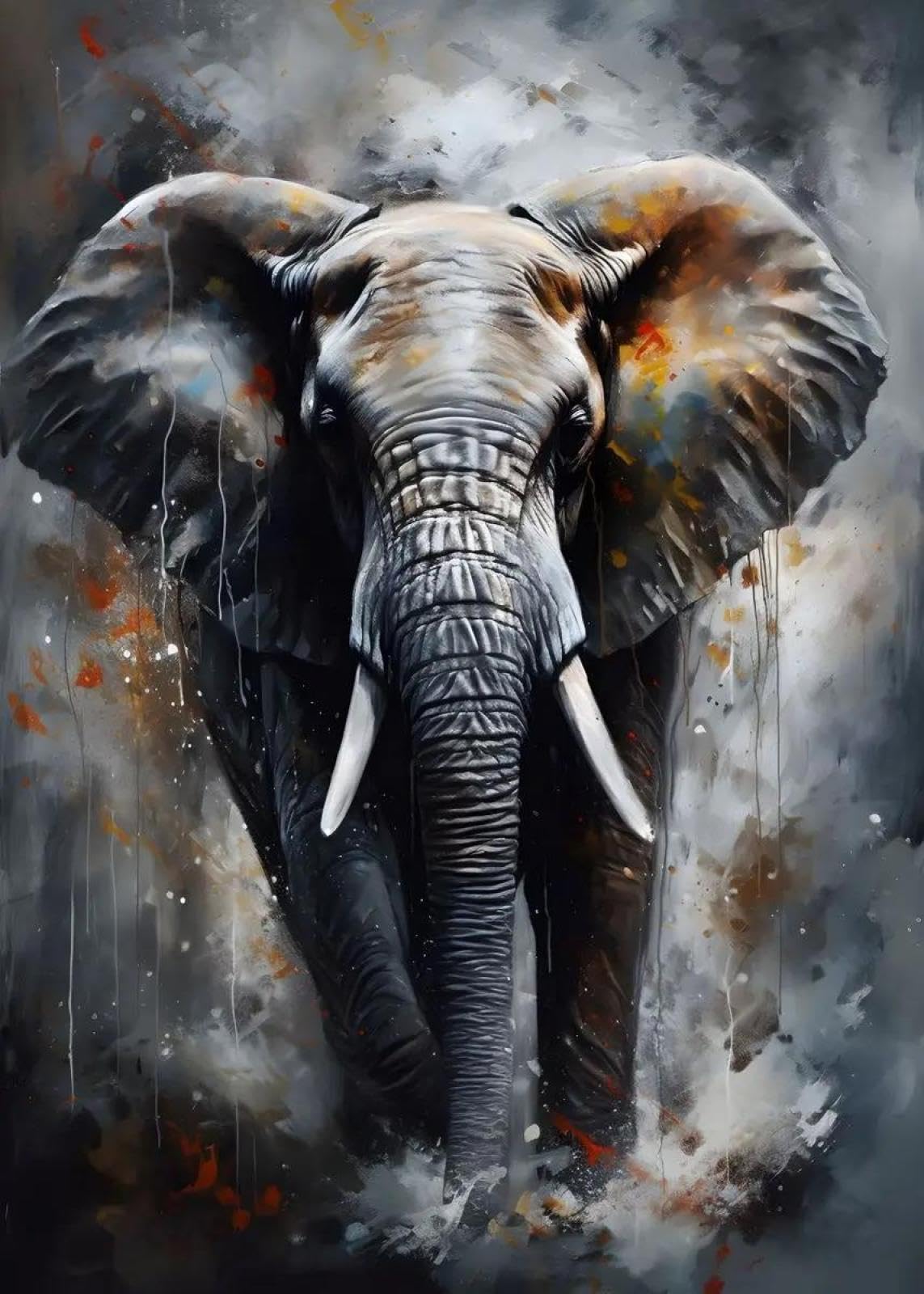 Toile aquarelle éléphant Baibexing pour raviver un mur blanc