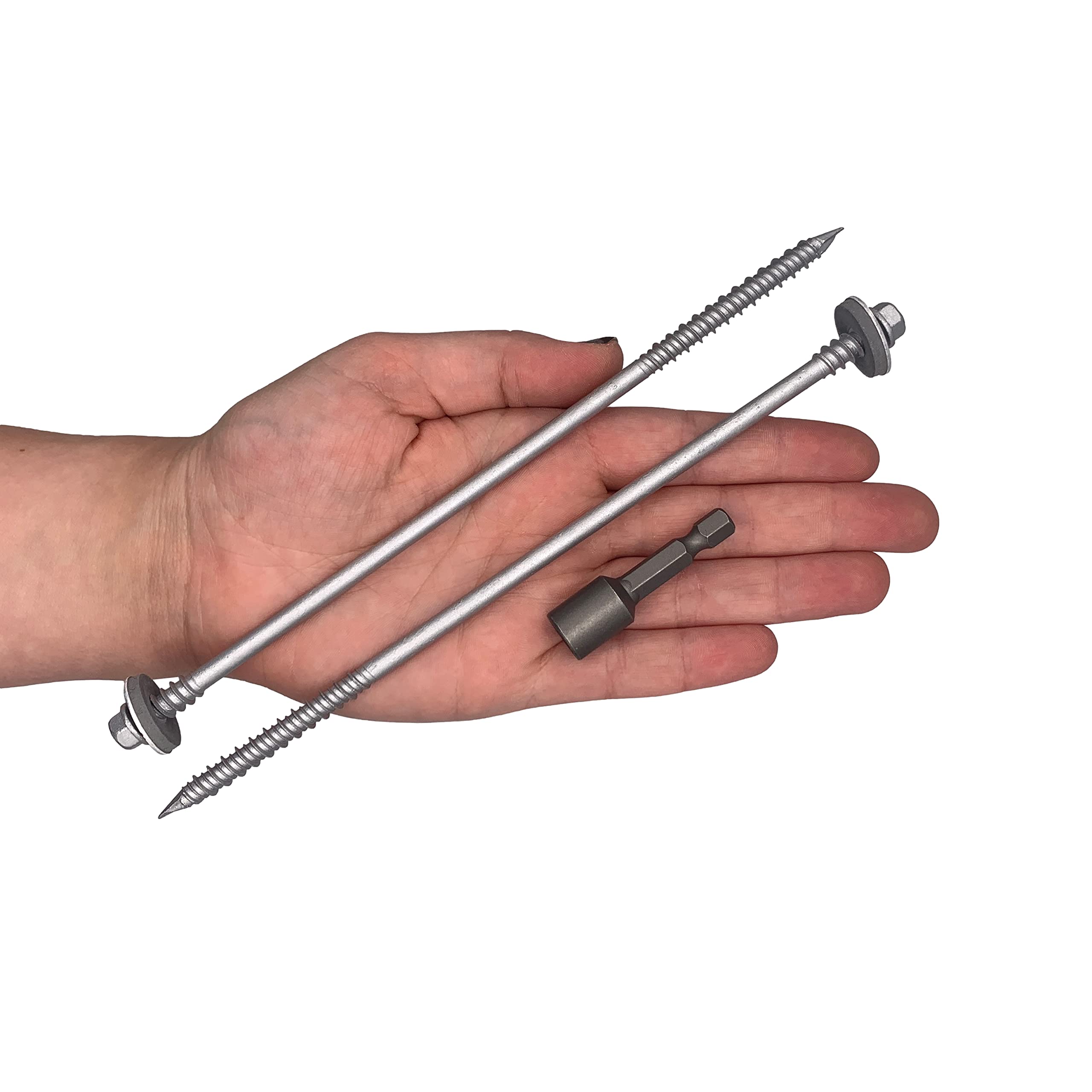 Marcopol (50 Stück) Sechskant-Schrauben mit selbstbohrendem 6,4 x 190 mm Karbonstahlschrauben mit EPDM-Unterlegscheiben zur Befestigung von Sandwichplatten (50, 6,4 x 190 mm), grau