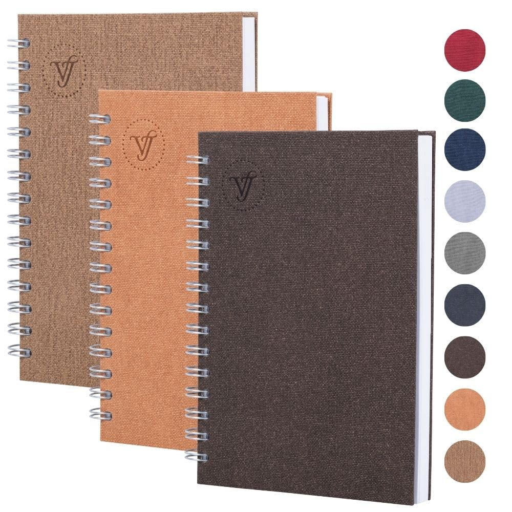 Victoria's Journals, Notebook A5, Hardcover A5 Lined Notebook with 8mm Line Spacing, 100 gsm, 200 Pages, Pack of 3