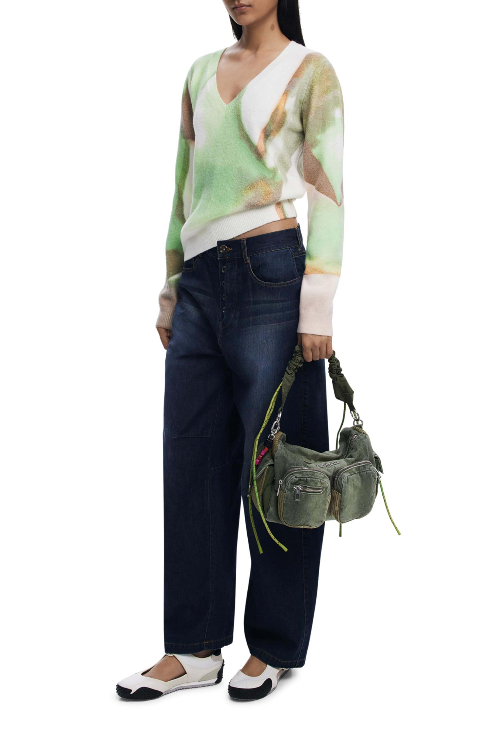 Desigual borsa a tracolla Habana Hybrid Denim Shoulder Bag Kaki cachi
