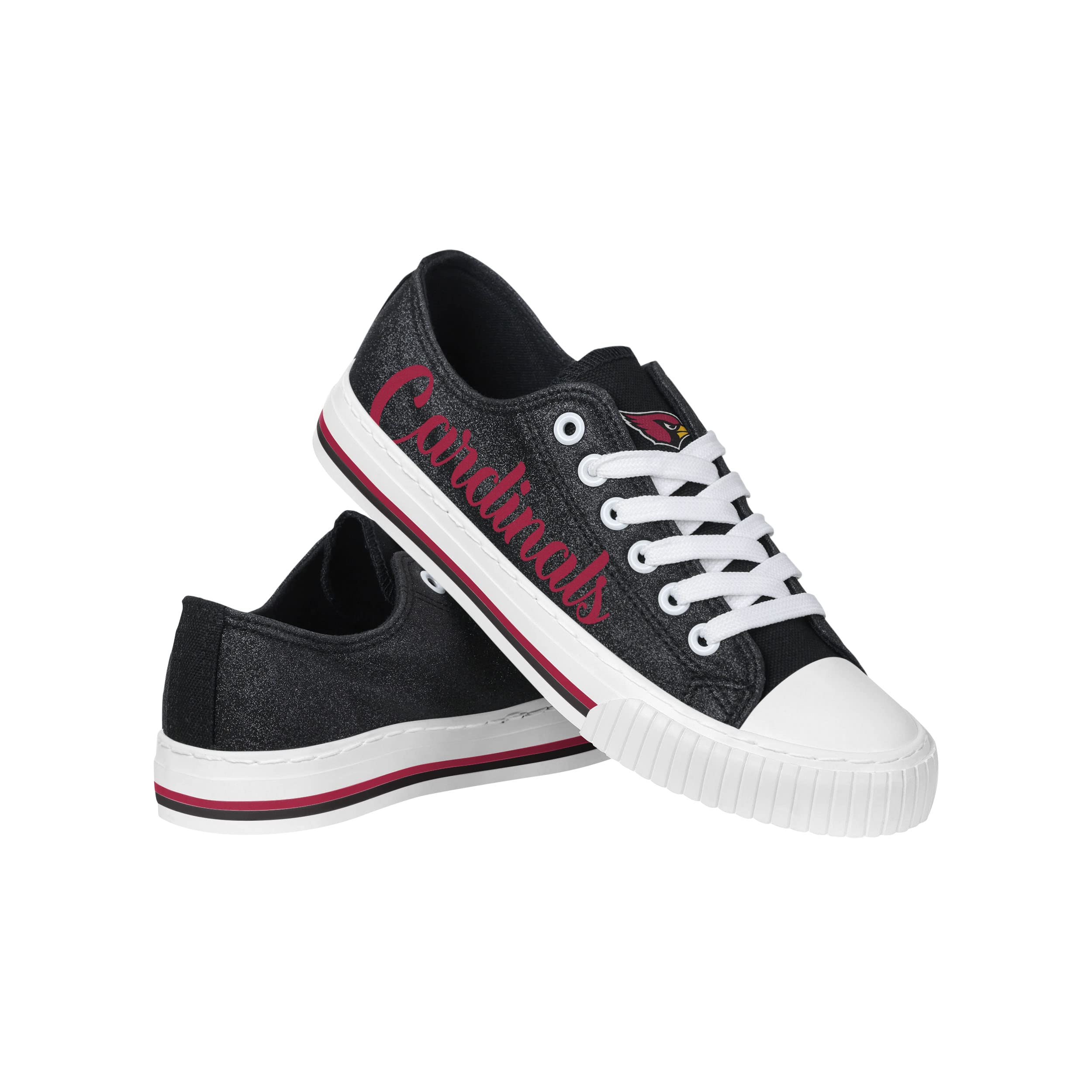FOCO Womens NFL Team Logo Ladies Fashion Color Glitter Low Top Canvas Sneakers Shoes