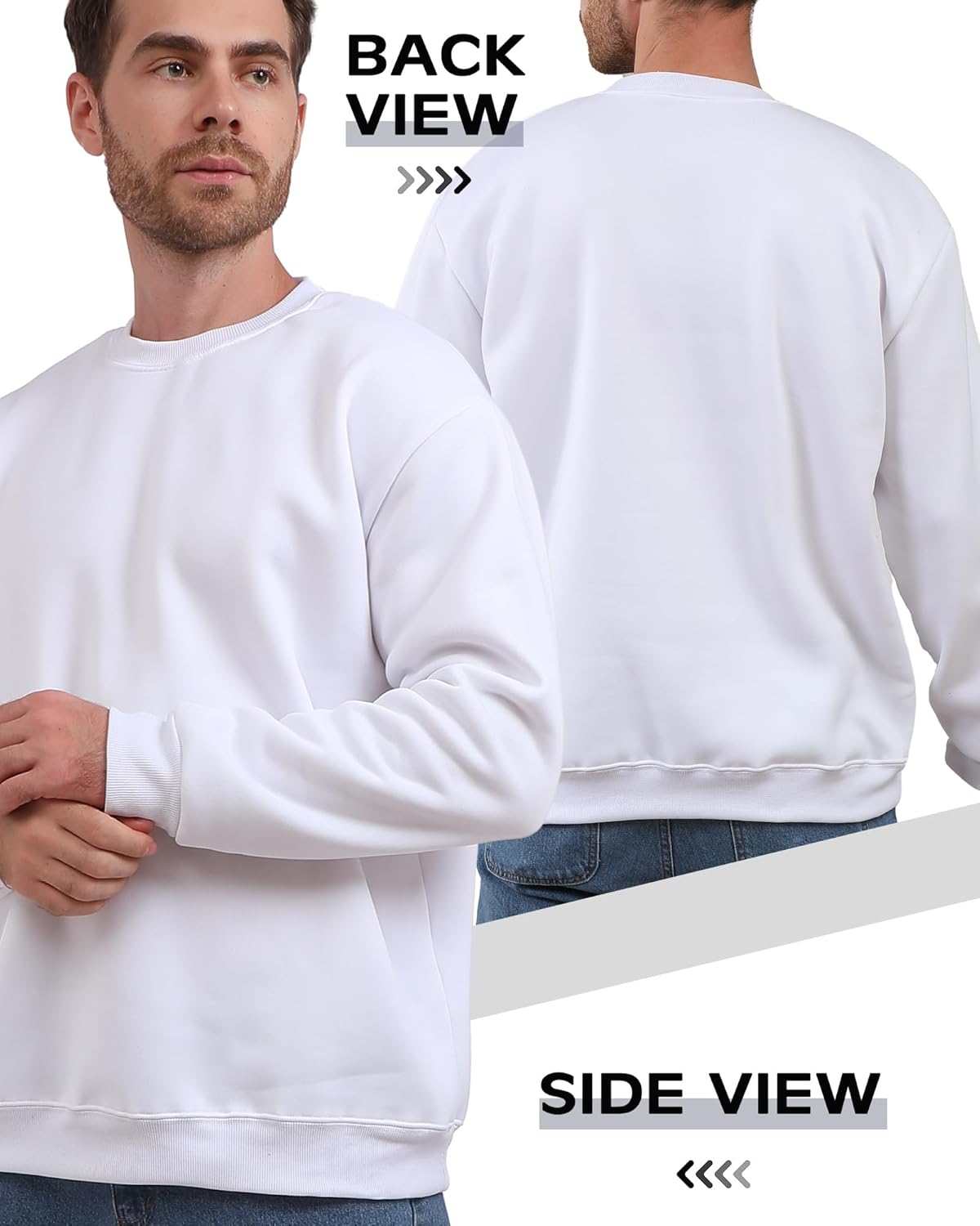 Taiyin 3 Pack Men's Lightweight Fleece Crewneck Sweatshirt Long Sleeve Sweatshirt for Men - Image 5