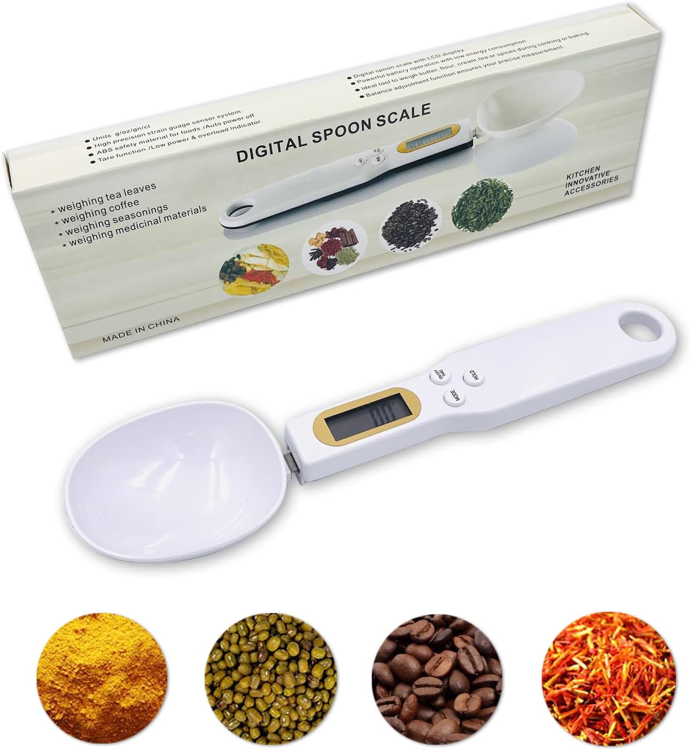 Digital Spoon Scale, Digital Kitchen Scales 500g/0.1g Kitchen Measuring Spoon Food Scale Digital Multi-Function with Accurate LCD Display for Dispensing Coffee Beans, Milk, Flour,Condiment