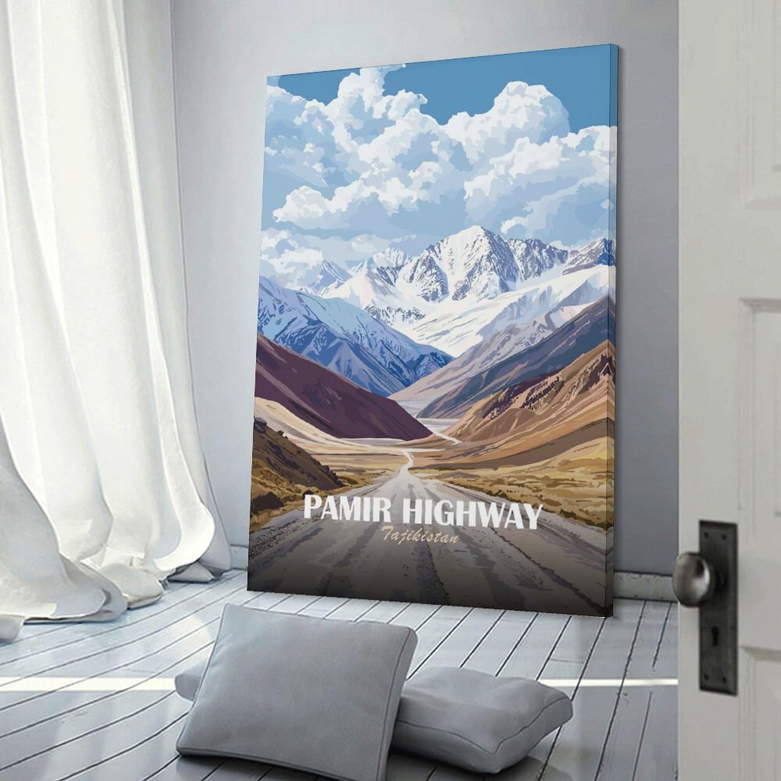 Junmoney Pamir Highway, Tajikistan Landscape Art Wall Decor Canvas Print, 20x30inch(50x75cm), for Hallway, Lounge Or Guest Room, Decorative Present for New Homes
