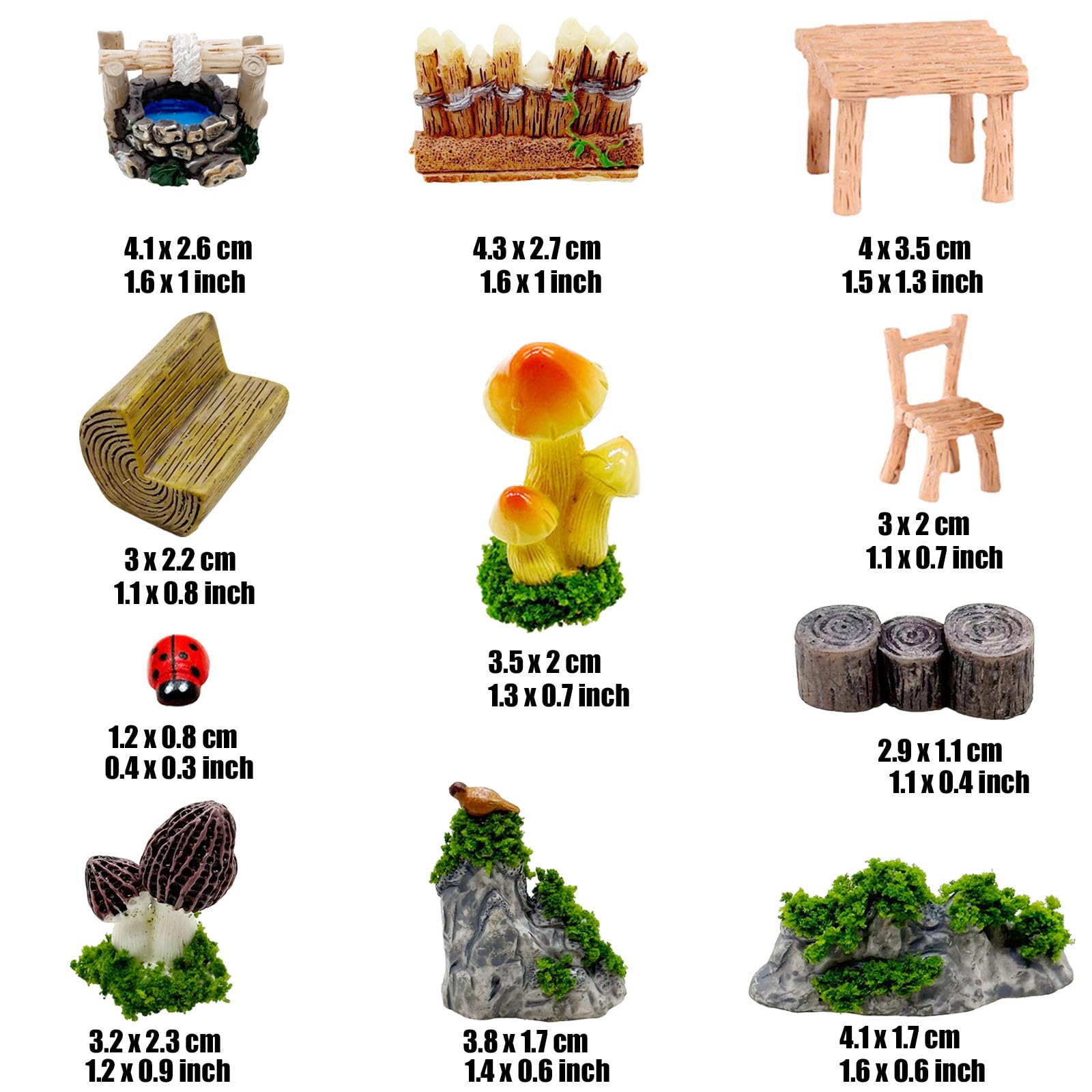 Woohome 61 Pz Miniatura per Giardino Delle Fate, Accessori per Giardini Fati in Miniatura Figurine, Ponte, Casa, Sedia per La Decorazione Del Giardino Artigianale Fai Da Te