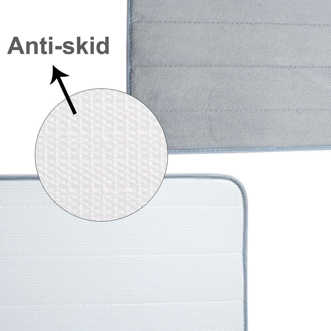 XYWHPGV Memory Foam Badteppiche 2-teiliges Badematten-Set Weicher, rutschfester und saugfähiger Mikrofaser-Badeteppich und U-förmige Toilettenmatte 32"x20"+24"x 20", Silbergrau(31dc5 9e9b4 1cb2d c6fca