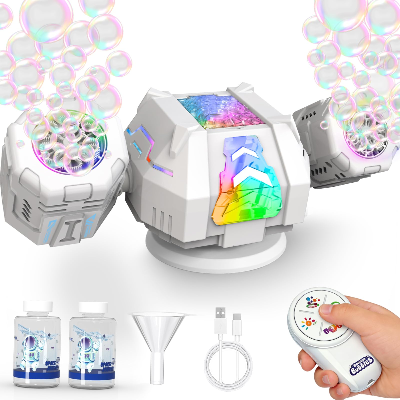 Toys for 3-8 Year Old Kids: Rechargeable Bubble Machine with Remote Control Gifts for Boys Girls Age 3 4 5 6 7 8 Birthday Presents Bubble Blower Maker for Summer Outdoor Party Weddings Garden
