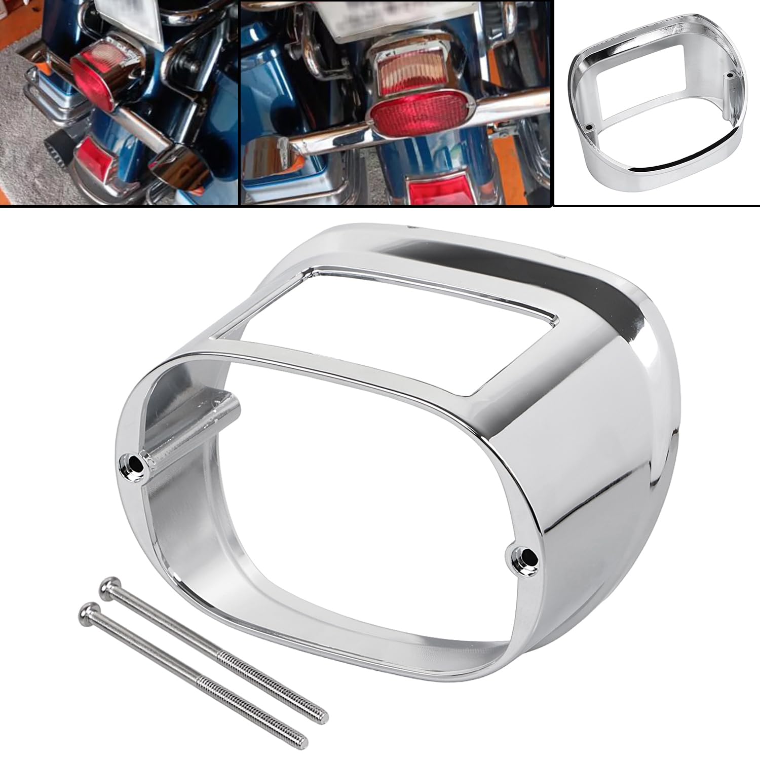 Cromo LED Posteriore Della Lampada Della Posteriore Della Copertura Collare Coperture Per Harley Sportster Dyna Fat Boy 1999-2007 Softail 1996-2008 Touring Electra Road Glide 2003-2008