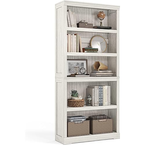 LINSY HOME 5 Shelf Bookcase, Bookshelves Floor Standing Display Storage Shelves 68 in Tall Bookcase Home Decor Furniture for Home Office, Living Room, Bed Room - White Oak