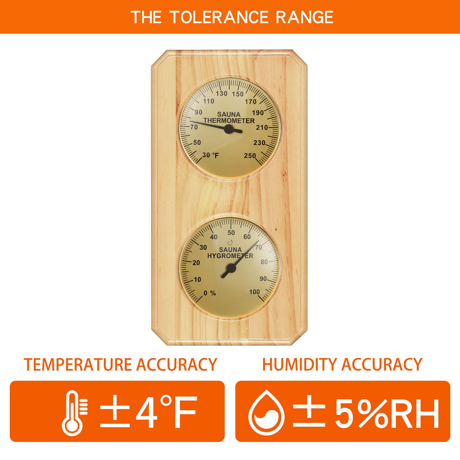 Foxyoo Sauna Thermometer Fahrenheit Accessories - Thermometer and Hygrometer Gauge 2 in 1,Thermostat Measurement Infrared Sauna Room,? Vertical