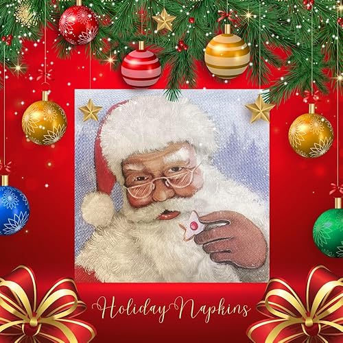 Miniatura 9 de Keep Unique Servilletas de papel de Navidad de 20 unidades de 13 x 13 pulgadas, Servilletas de Navidad de 3 capas para arte, cena y fiesta,
