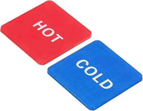 PATIKIL Etiqueta autoadhesiva de agua calientefría, 20 pares40 unidades, calcomanías cuadradas acrílicas para fregaderos, rojoblanco, azulblanco