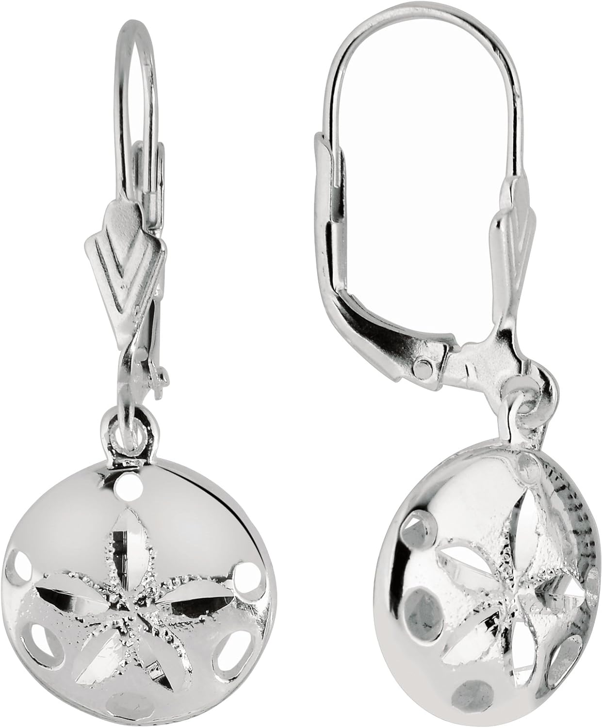 Ritastephens Sterling Silver Sand Dollar Lever Back Dangle Earrings