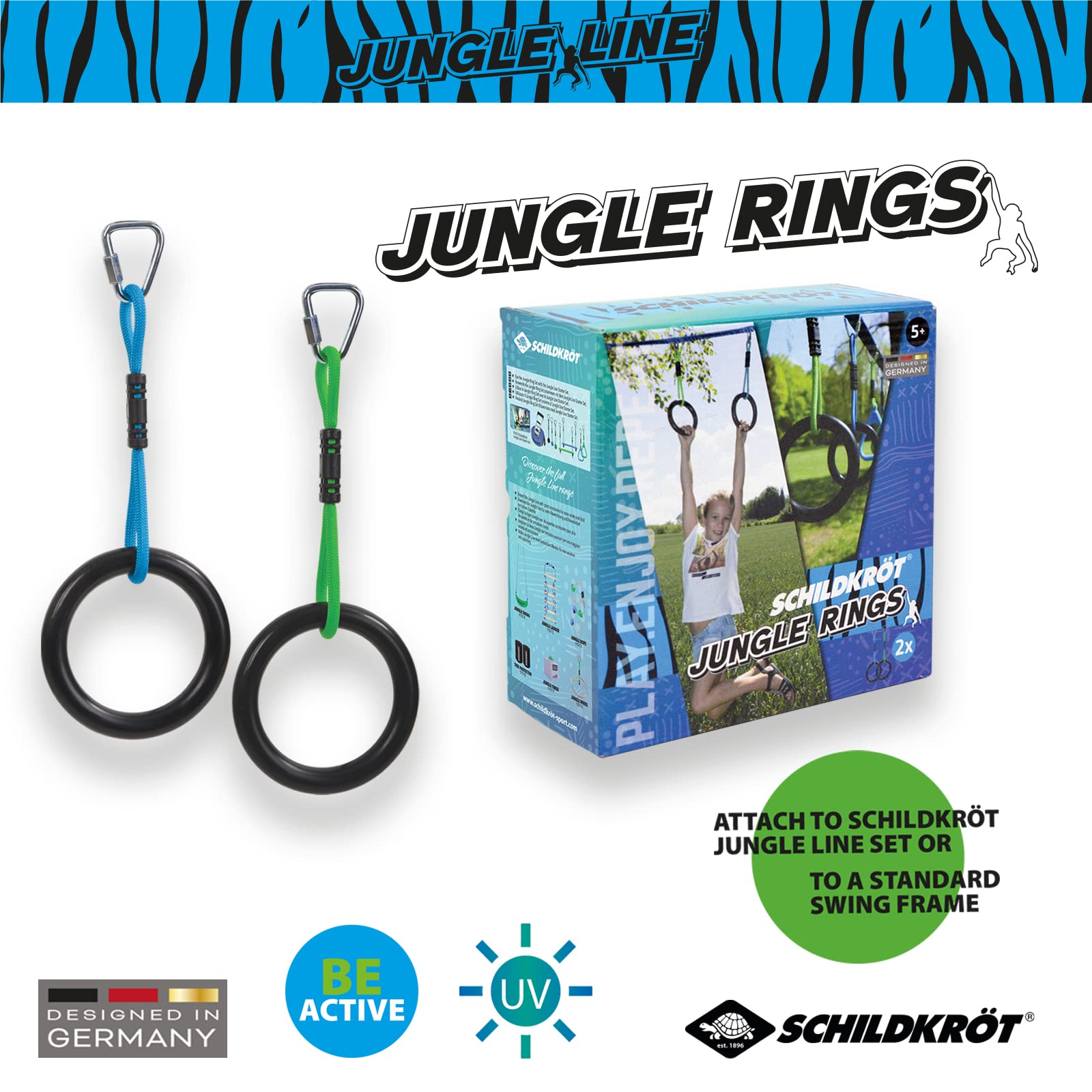 Schildkröt Jungle Ring Set, Accessori Jungle Line, 2 Anelli da Ginnastica per Bambini e Adulti, Anelli Ninja